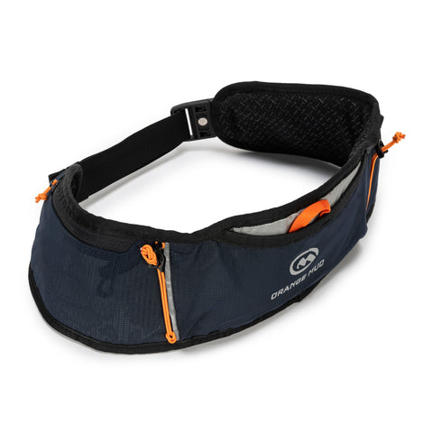 Gearhead Running Belt laid flat showing pockets and quick-release buckle