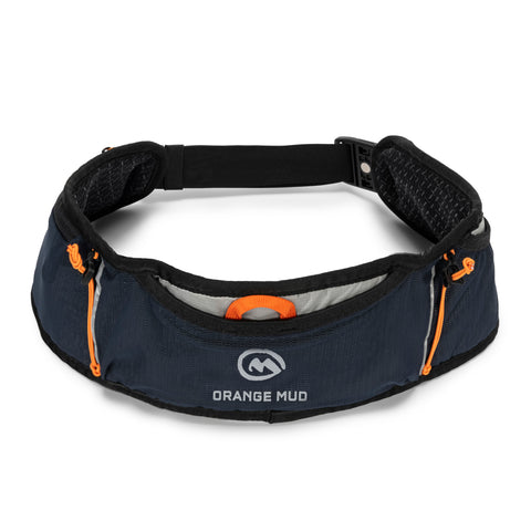 Black waist bag with orange accents and 'Orange Mud' branding on a white background