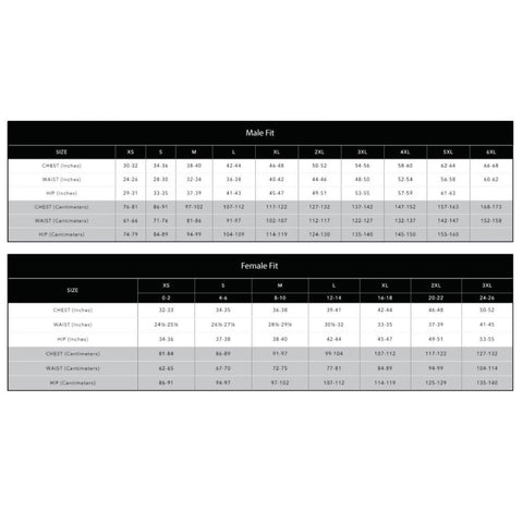Dirt Unit Retro Jacket size chart for male and female fit