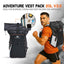 Adventure Vest Pack 20L V3.0 roll-top pack with gear, worn by a runner
