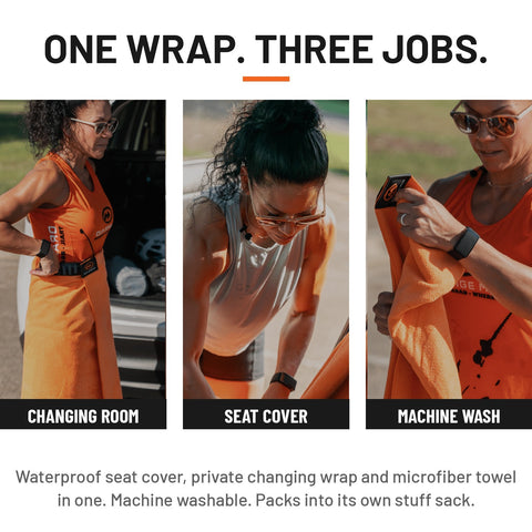 Transition Wrap Extreme used three ways: changing room, car seat cover and machine-washable towel